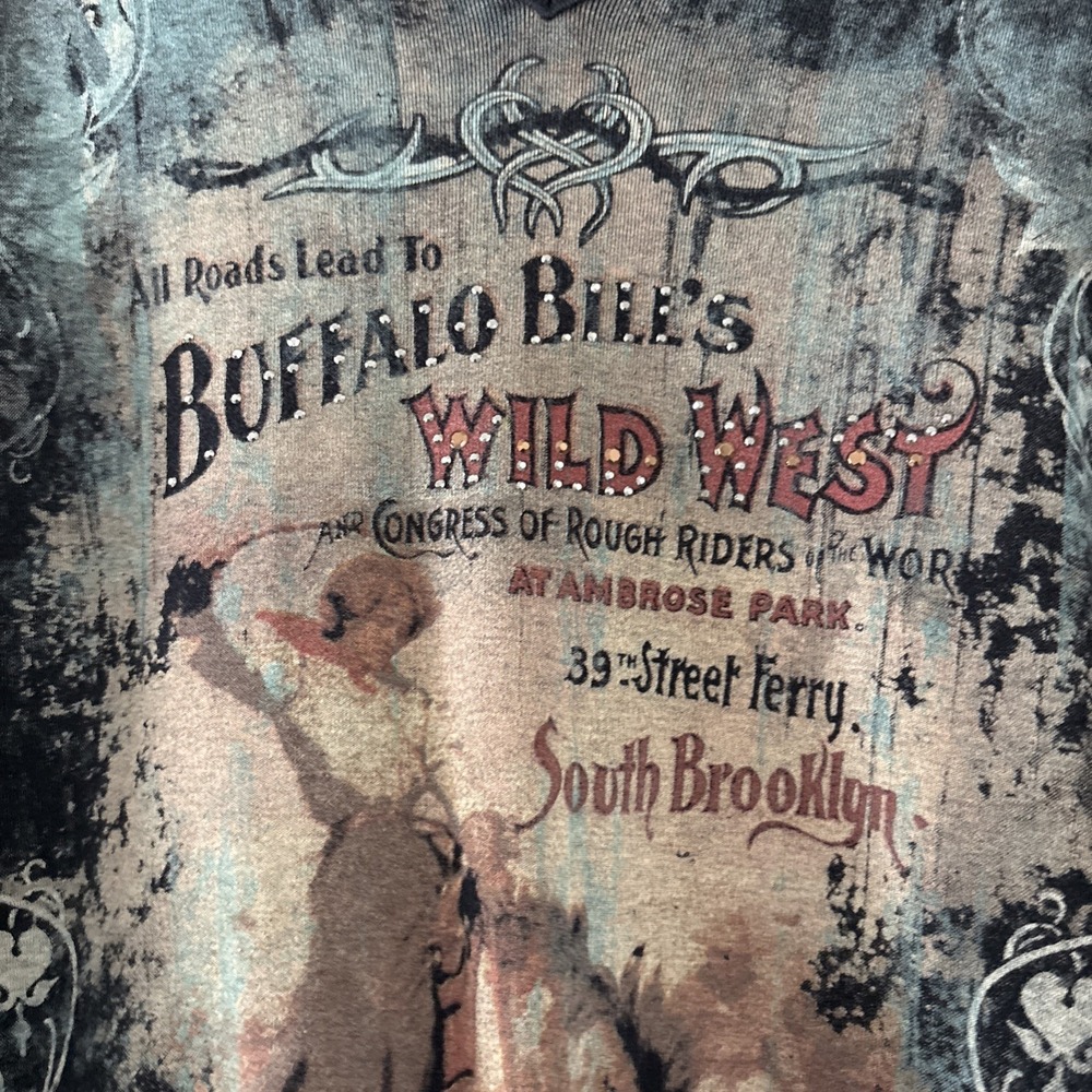 Vintage Mona Lisa Buffalo Bill's Wild West Women's XL Shirt USA Bling Western - Picture 6 of 16